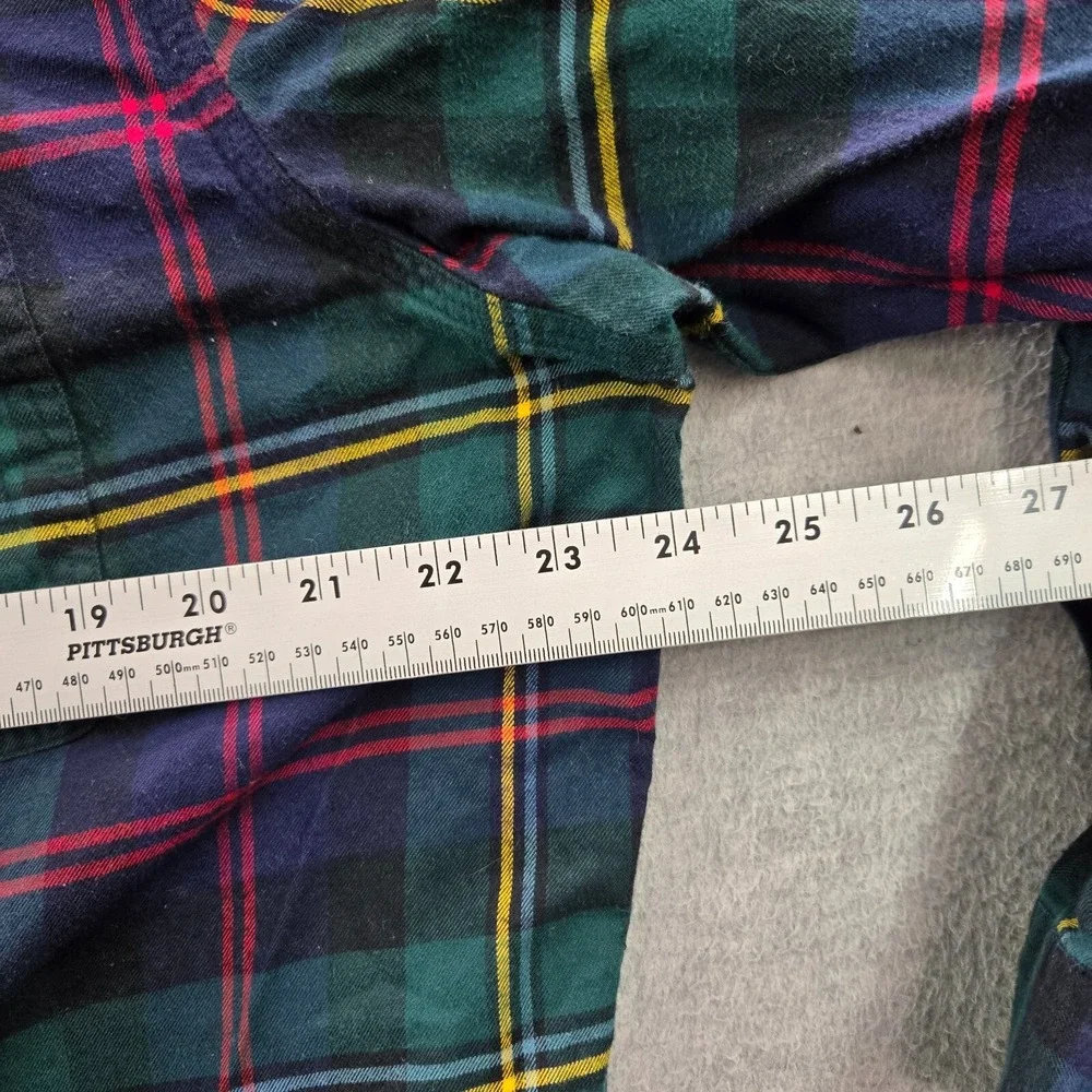 VINTAGE Polo Ralph Lauren Men Button Up Shirt XL Blue Plaid‎ Flannel Faux Suede